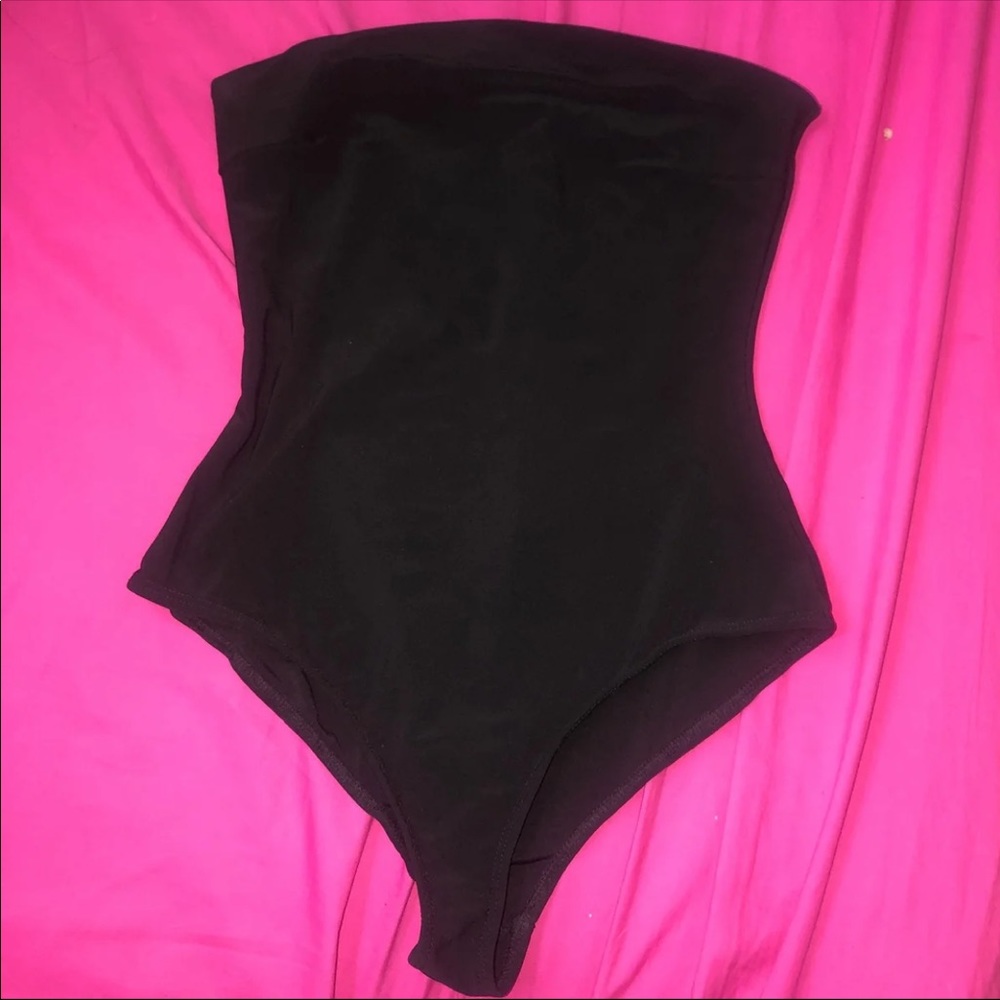 Black tube top bodysuit